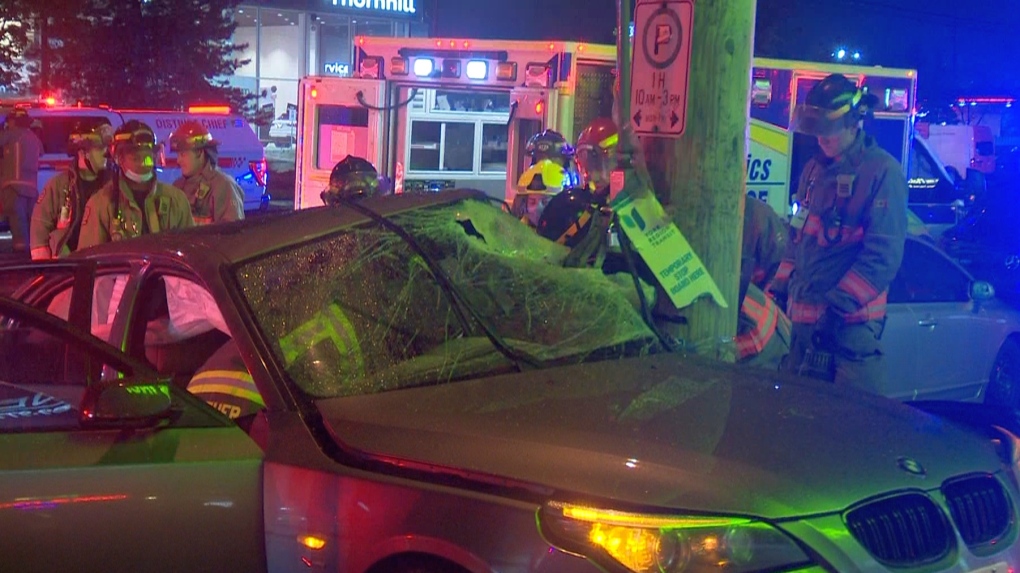 Man trapped in car after North York collision: police [Video]