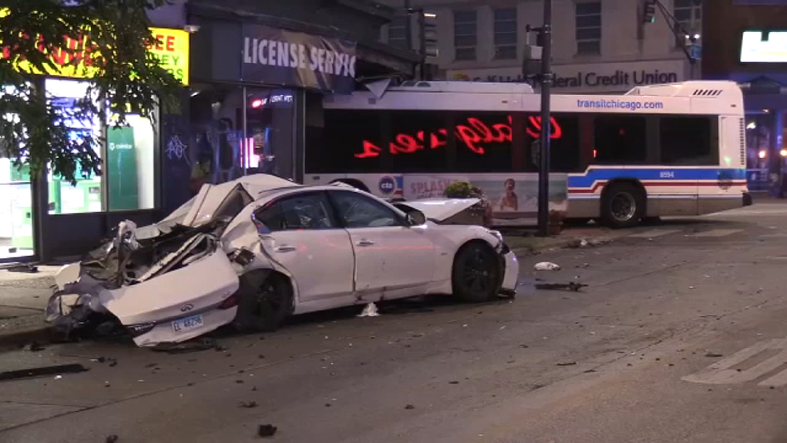 Bus crash: 4 hurt, 1 seriously after CTA bus collides with vehicle, crashes into building in Little Village, Chicago police say [Video]