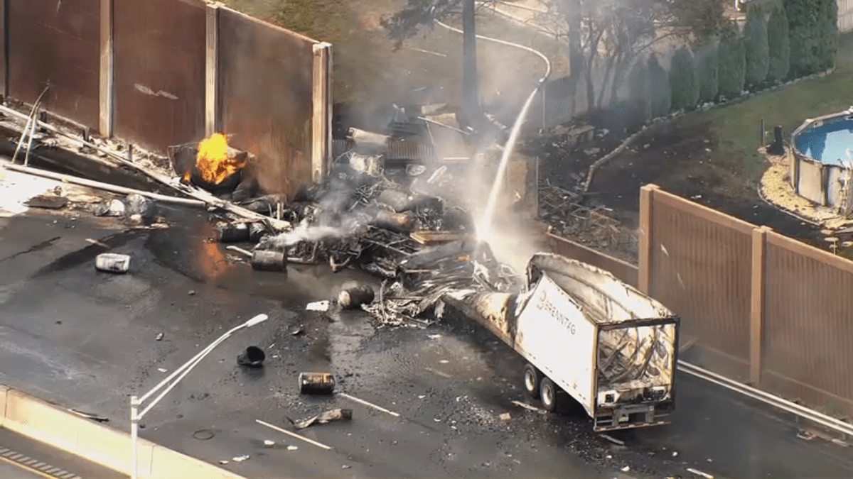 Tractor-trailer explosion in Clifton closes Route 3, causes extensive damage  NBC New York [Video]