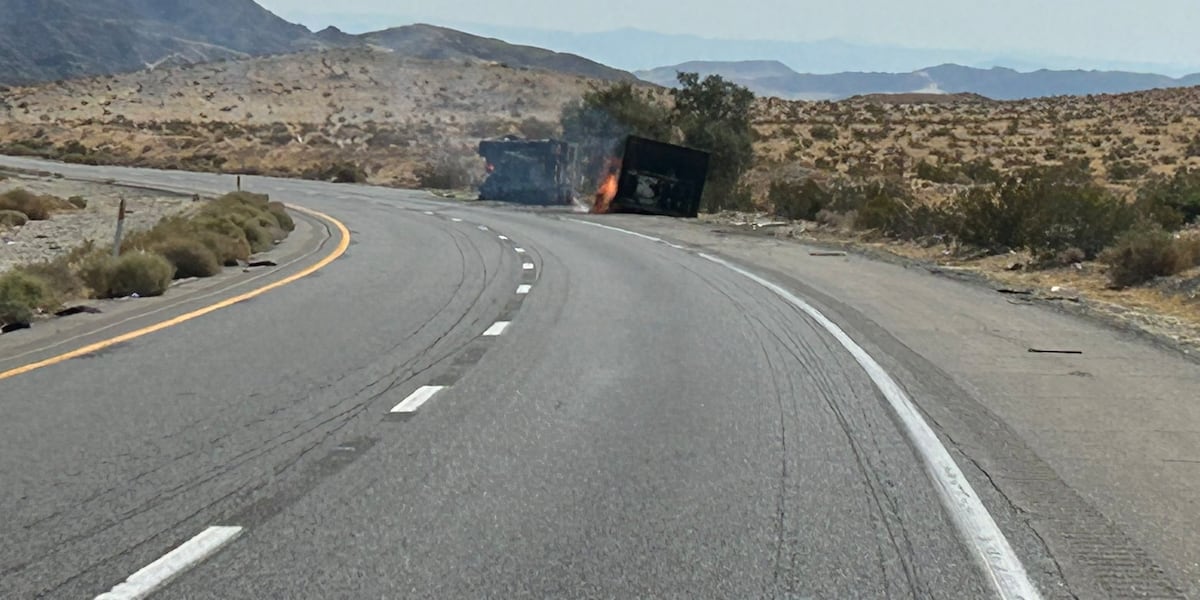 I-15 closed near Baker after truck carrying lithium batteries catches fire [Video]
